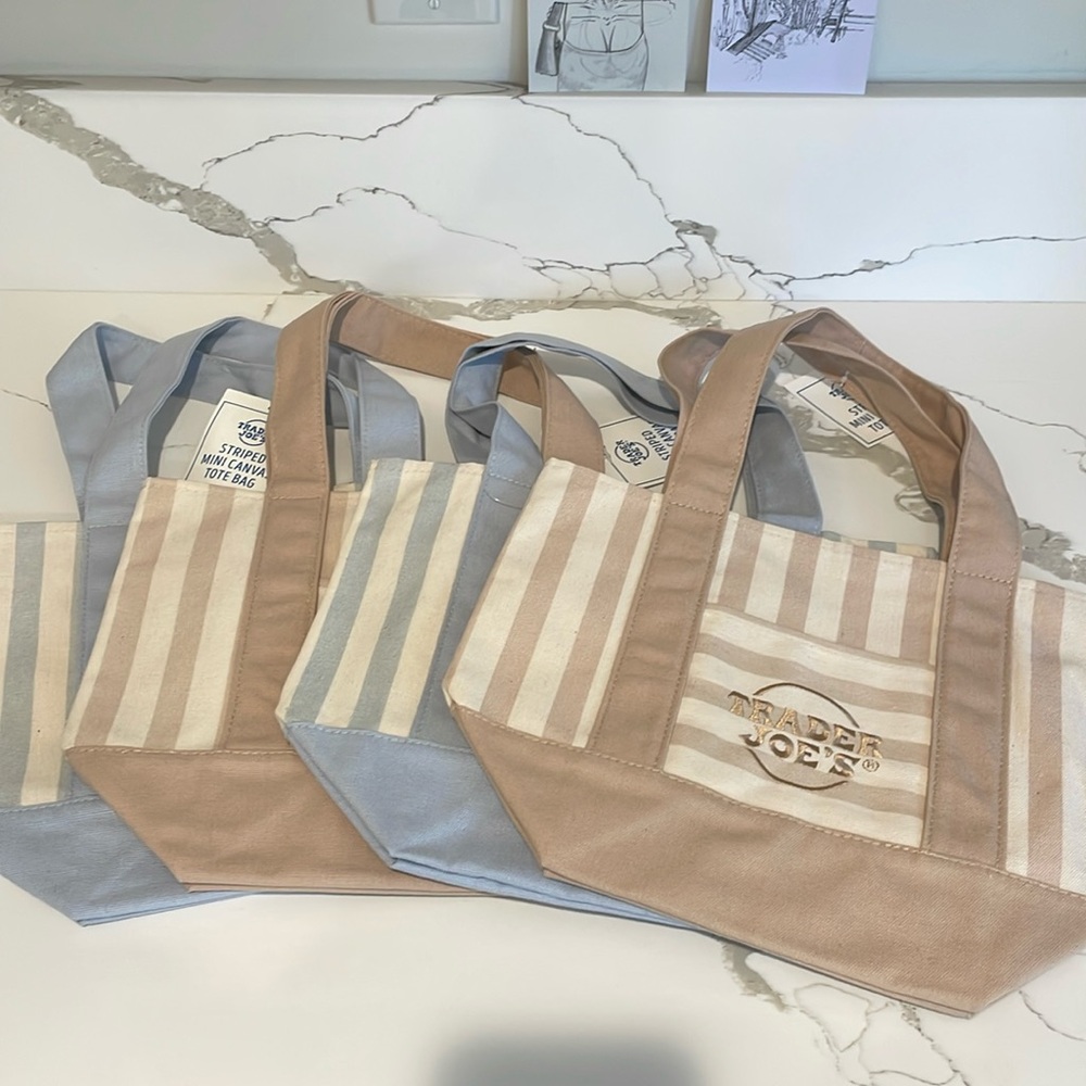 4 Trader Joe’s Striped Mini Canvas Totes